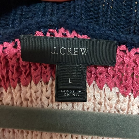 J Crew Size Large Cotton/Polyester Blend Striped Sleeveless Sweater Knit Top - Picture 3 of 8